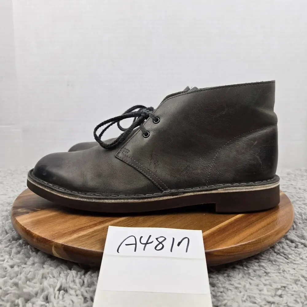 Clarks Mens 9M Bushacre 2 Gray Leather Casual Daily Lifestyle Desert Chukka Boot